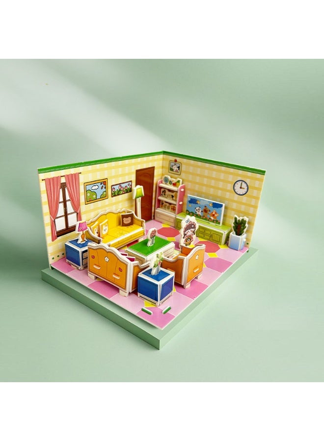 Capstro 3D DIY Paper House Puzzle – Creative Build-It-Yourself Room Puzzle for Kids | Hands-On Construction Play & Screen-Free Learning Activity – Living Room Scene - Image 2